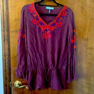 Sheer flowy purple blouse with detail